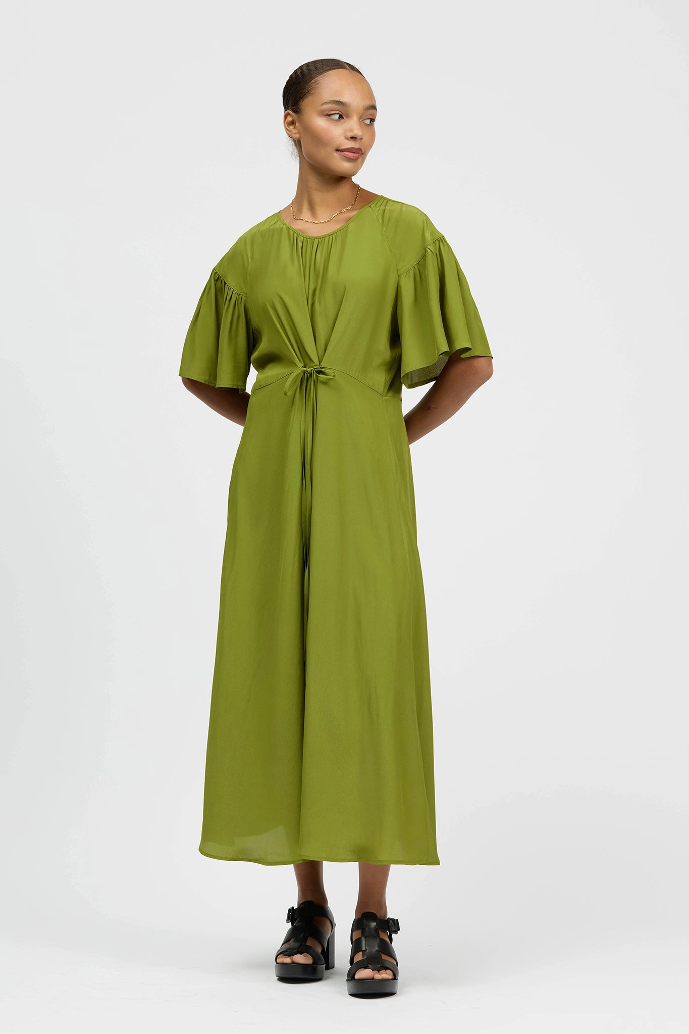 Prazer Dress Olive Slimming Shape Inner lining