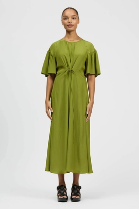 Sheer Overlay Prazer Dress Olive