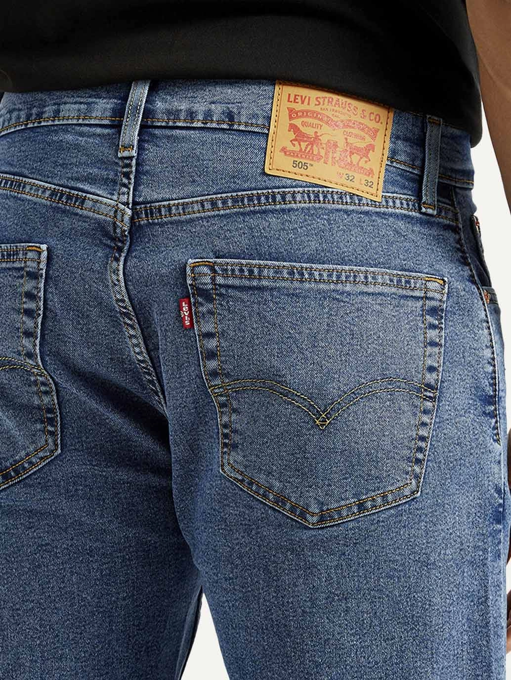 Men's 505 Med Indigo Straight Fit Mid Rise Jeans Anti Pilling Technology Outdoor Fashion