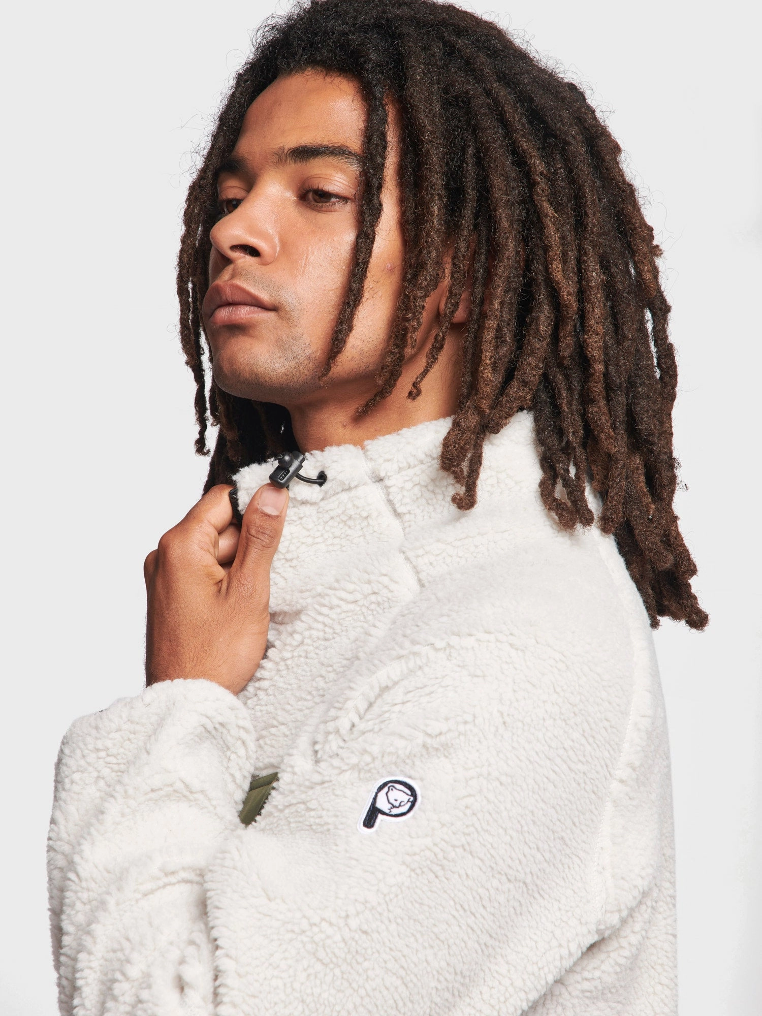 Effortless Look Angled Pocket Fleece Jacket in Silver Birch