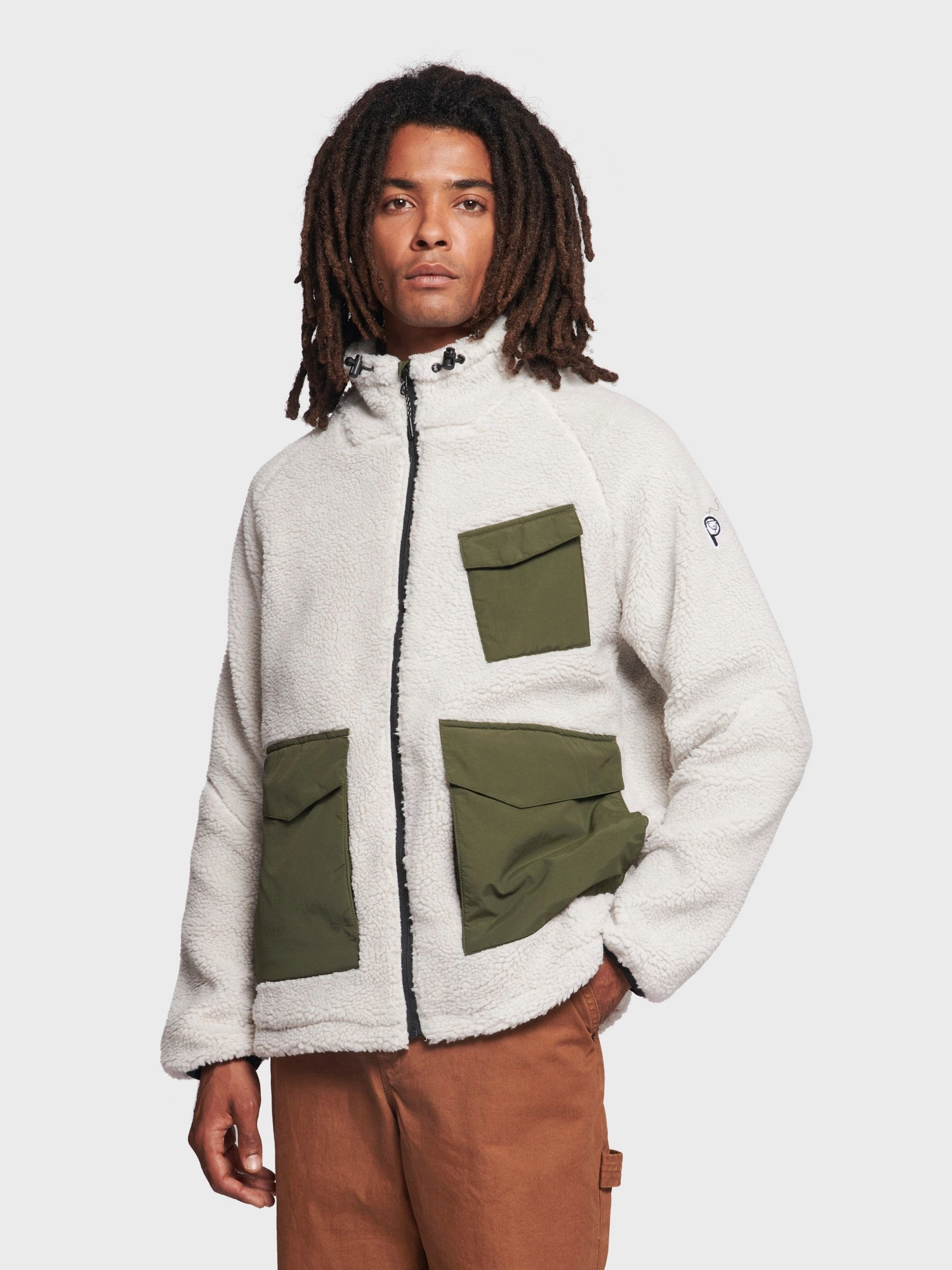 Angled Pocket Fleece Jacket in Silver Birch Sustainable Packaging