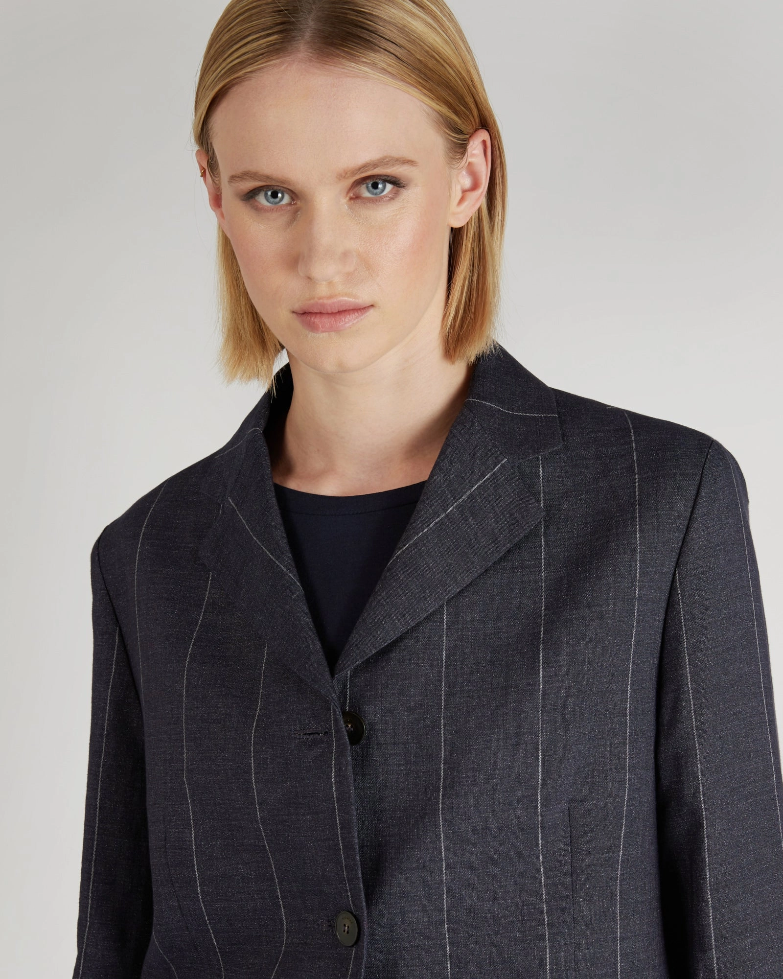 Pinstriped linen jacket Eco Friendly Fabric