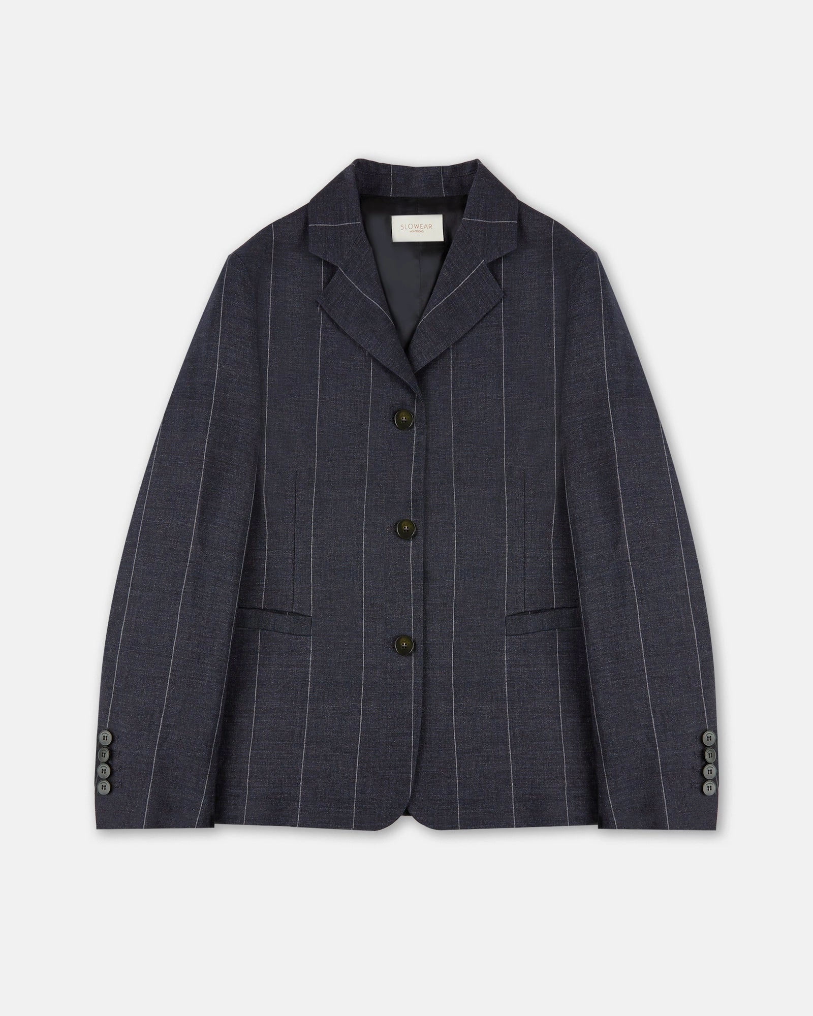 Transitional Daily Fit Soft Lined Interior Pinstriped linen jacket