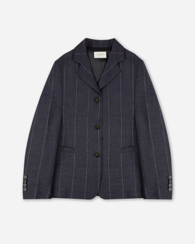 Transitional Daily Fit Soft Lined Interior Pinstriped linen jacket
