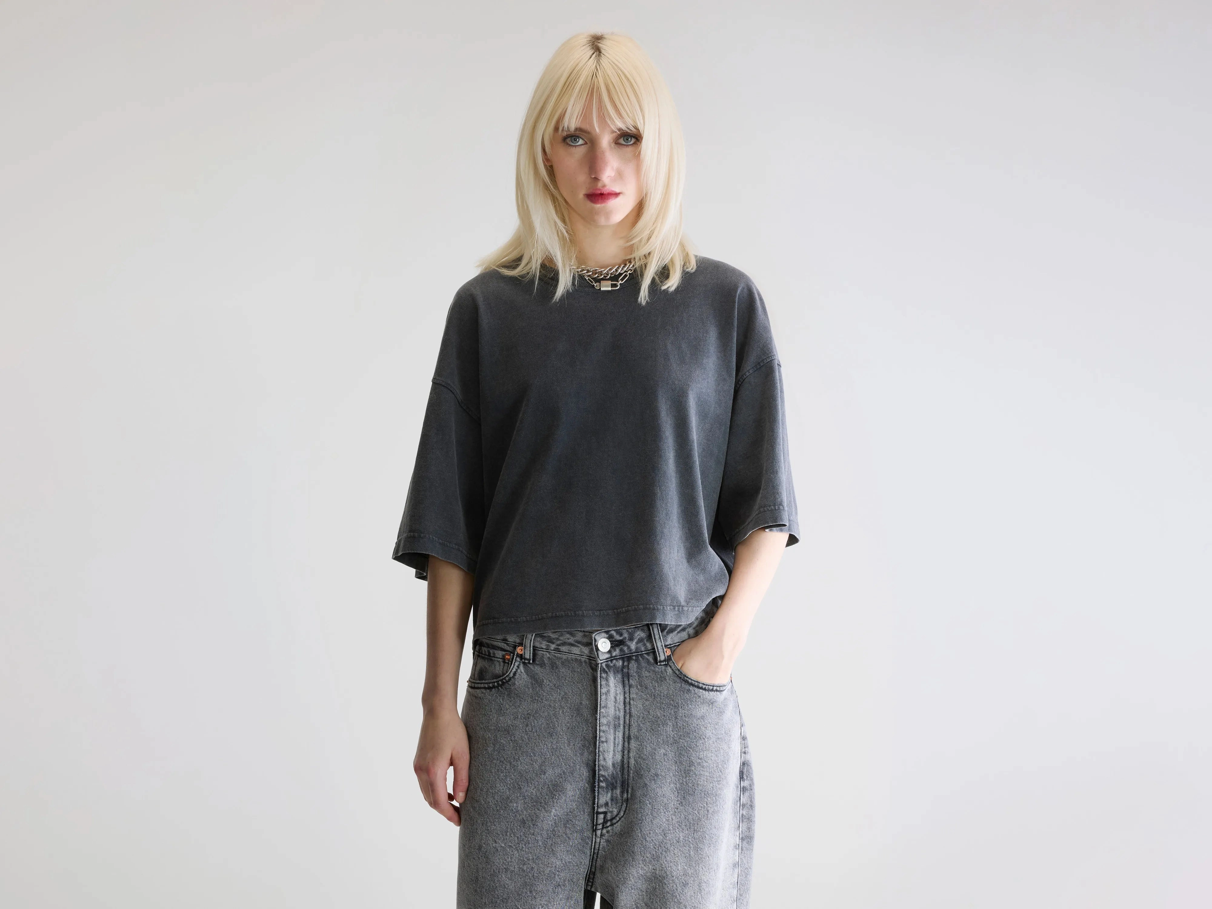 Flexible Knit Blend Flowing Design Voss short-sleeve t-shirt  (252 / W / BLACK SAND)