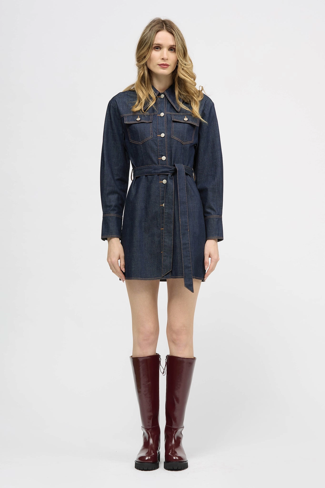 Jewel Accent Soft Stretch Kingston Dress Raw Indigo