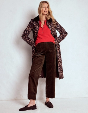 Primrose Cord Trousers-Espresso Trendy Cut Full Coverage