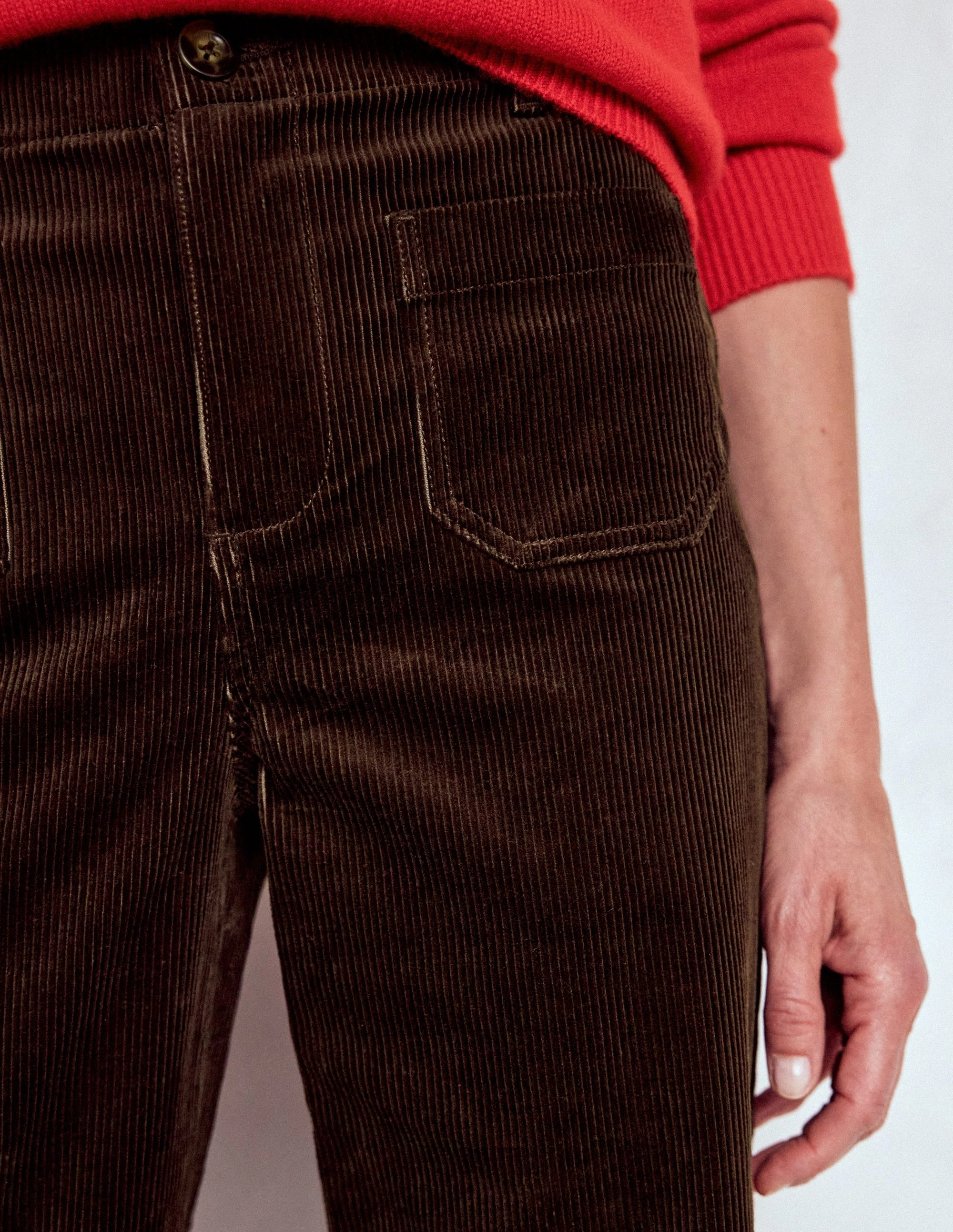 Primrose Cord Trousers-Espresso SecureZipperClosures Casual Performance