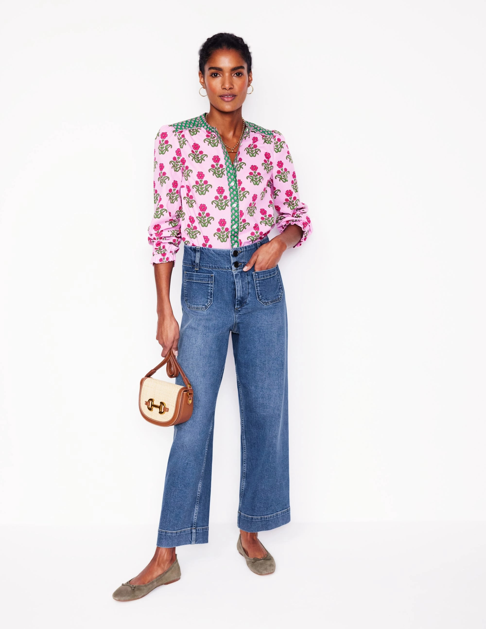 Primrose Patch Pocket Jeans-Light Vintage Odor Control Treatment