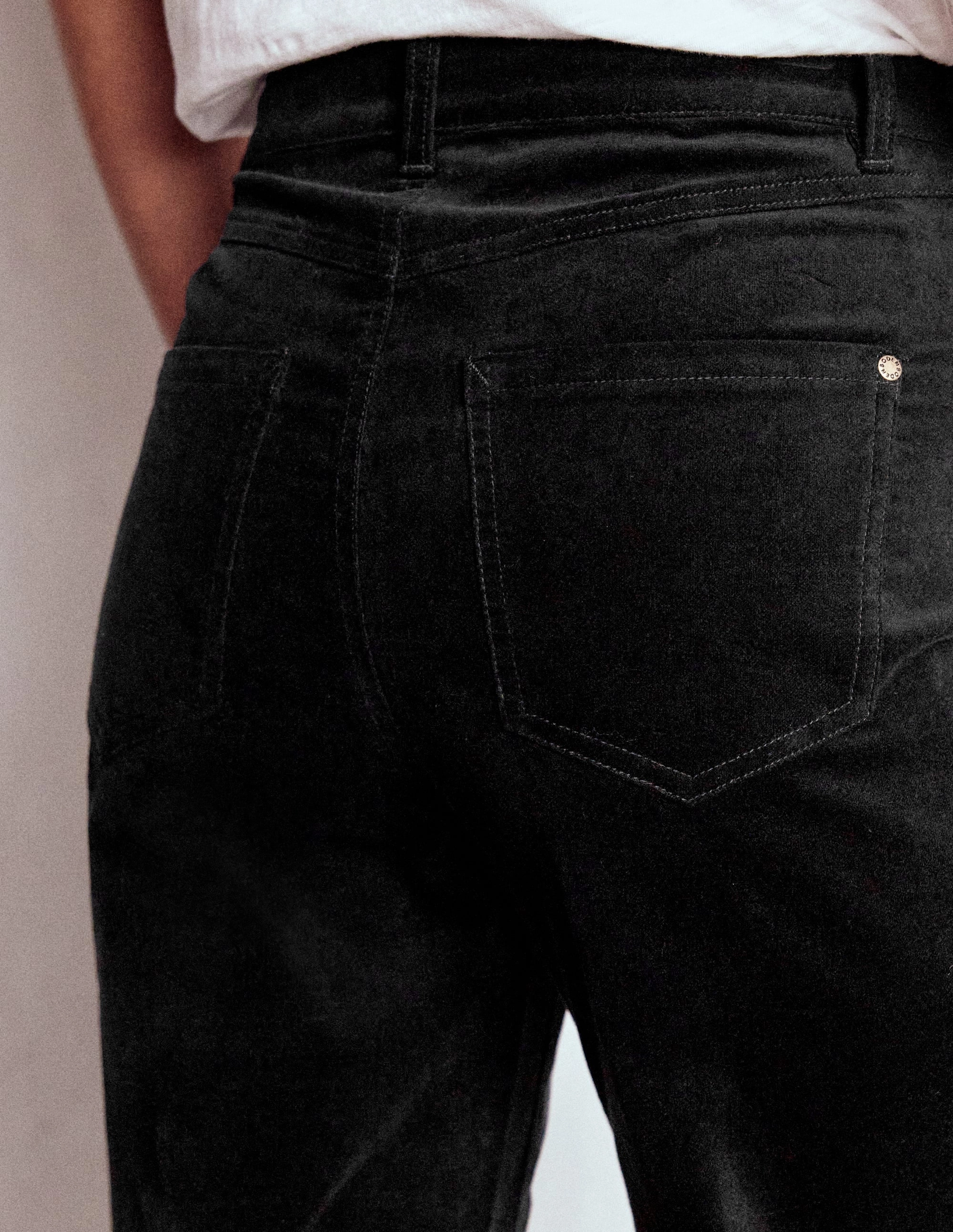 Velveteen Straight Jeans-Black Outdoor Flex Flexible Knee Articulation