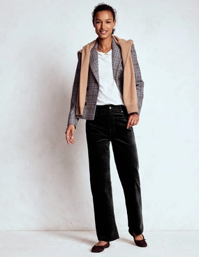 Soft and Cozy No Iron Velveteen Straight Jeans-Black