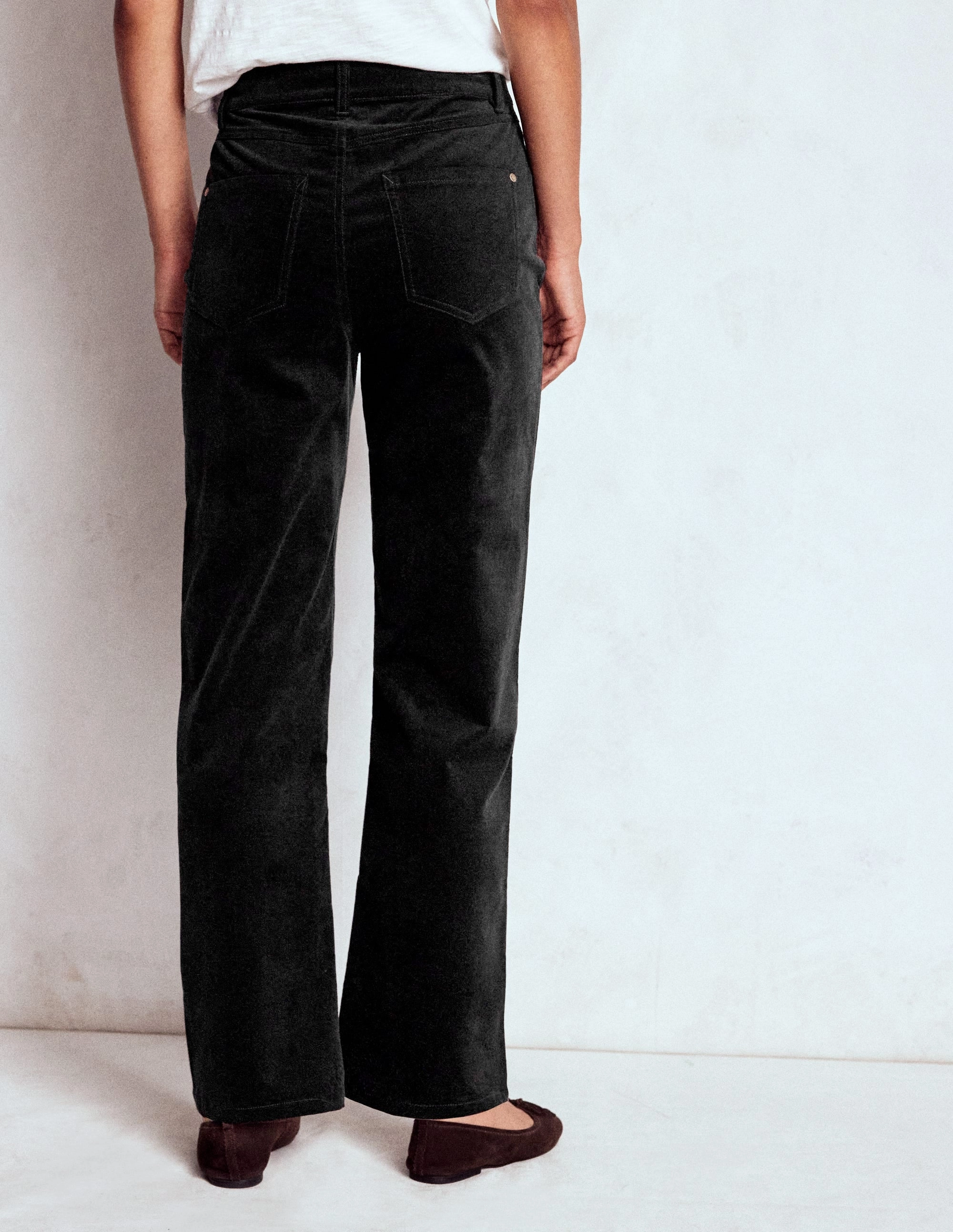 Velveteen Straight Jeans-Black Multi Panel Construction