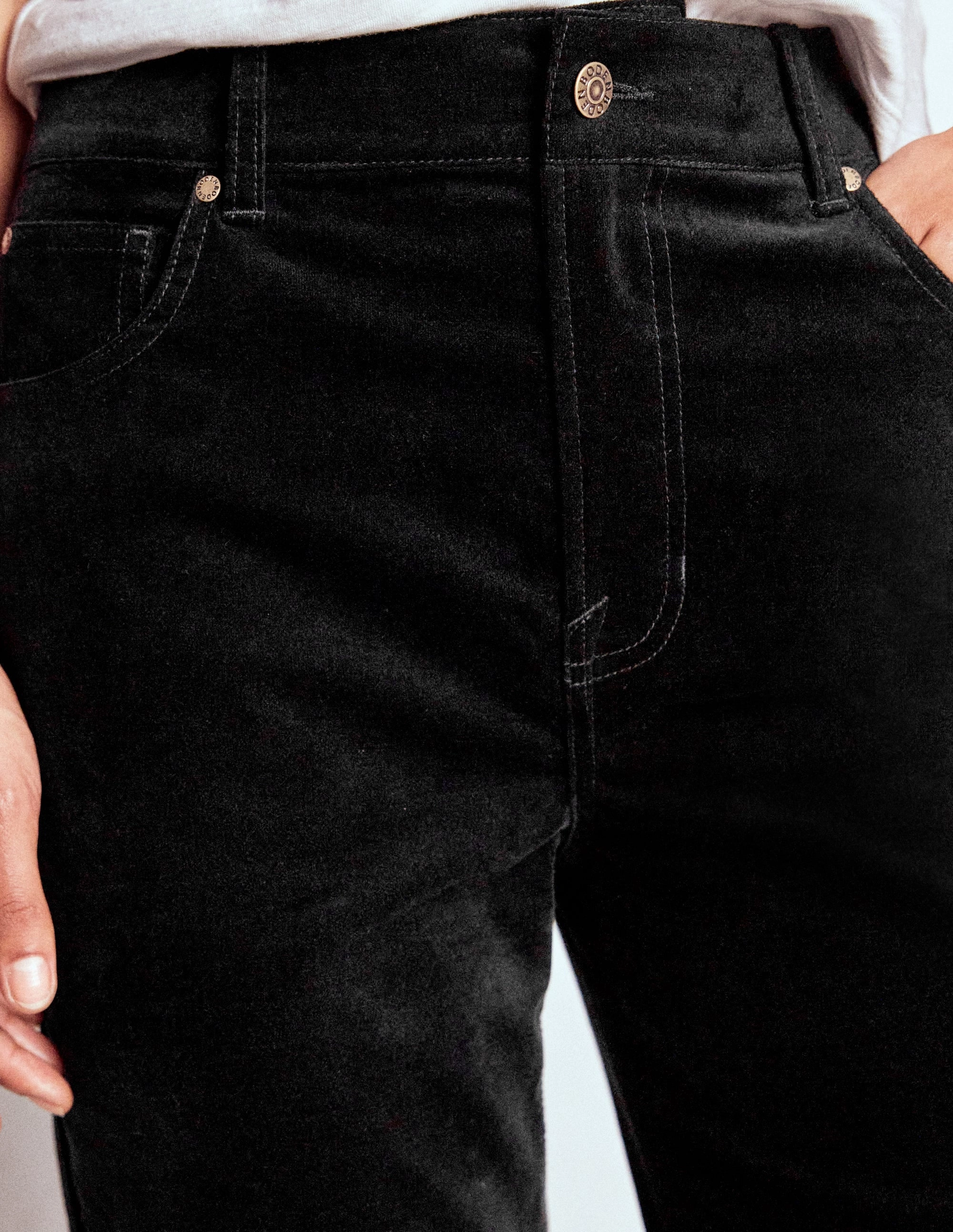 Odor control Velveteen Straight Jeans-Black