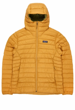 Convertible Collar Design Bonded Closure Mechanism Patagonia Men's Down Sweater Hoody - Pufferfish Gold