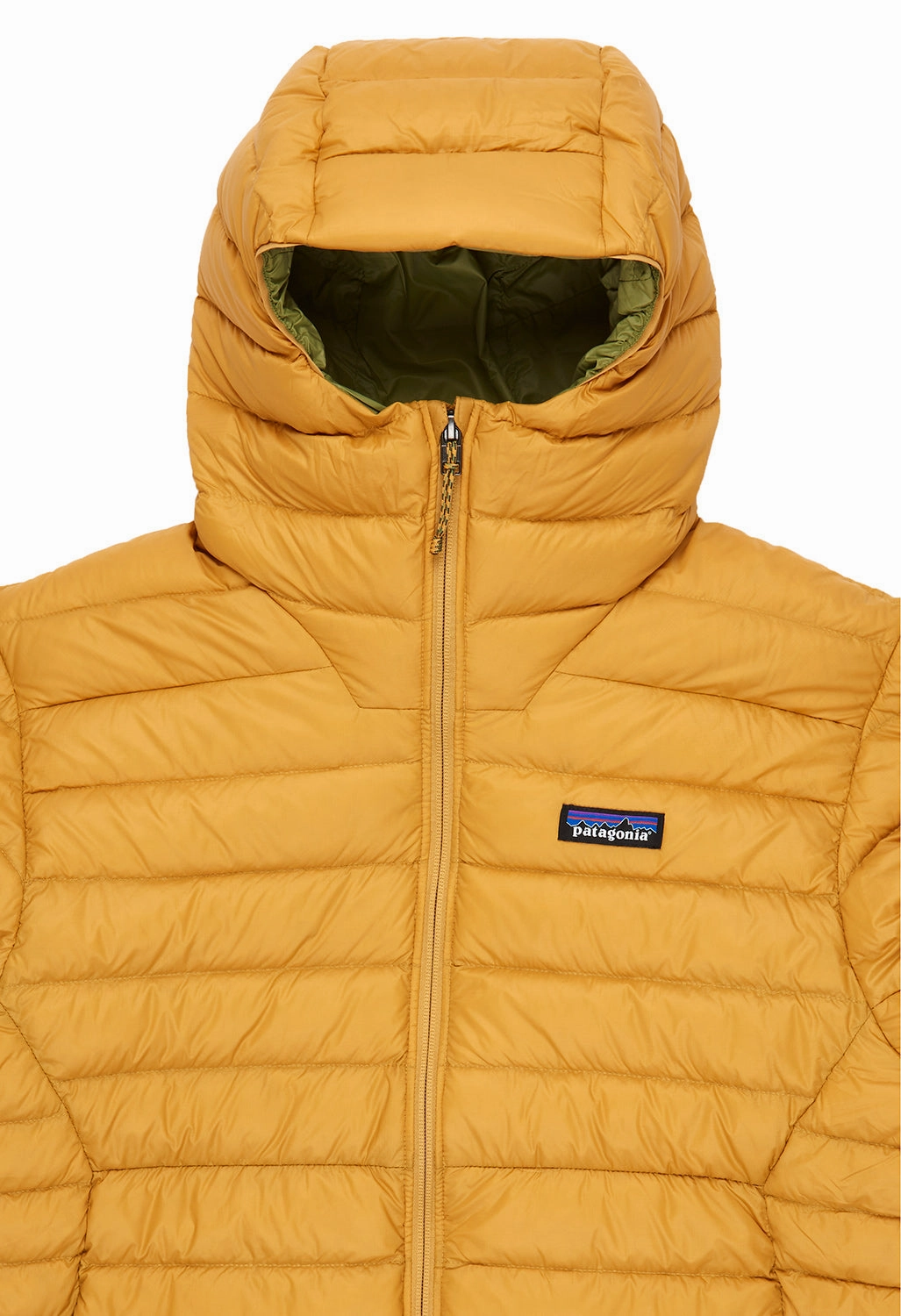 Quilted Stitching Pattern Patagonia Men's Down Sweater Hoody - Pufferfish Gold