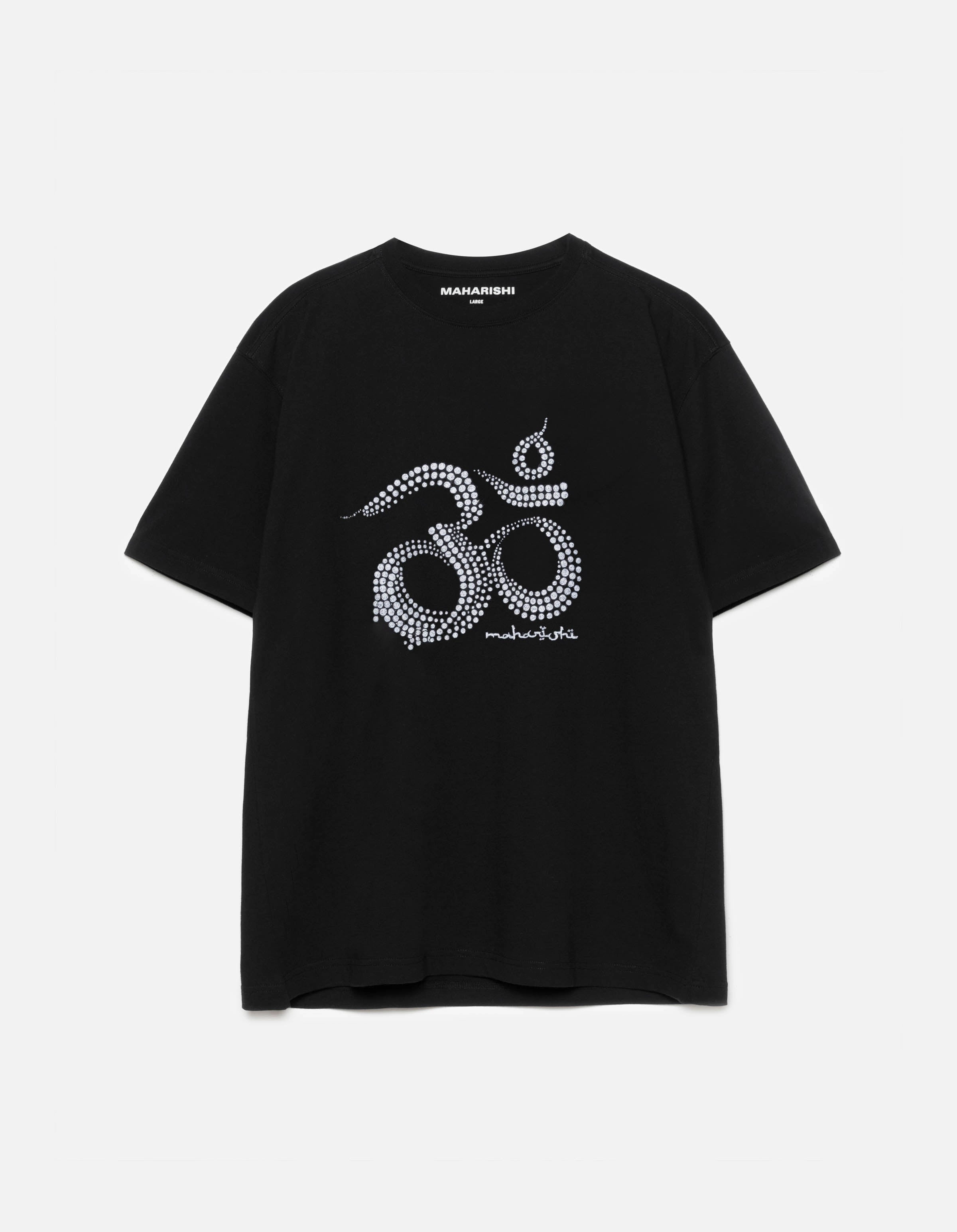Curved Hem 6129 Aum Embroidered S/S T-Shirt Black