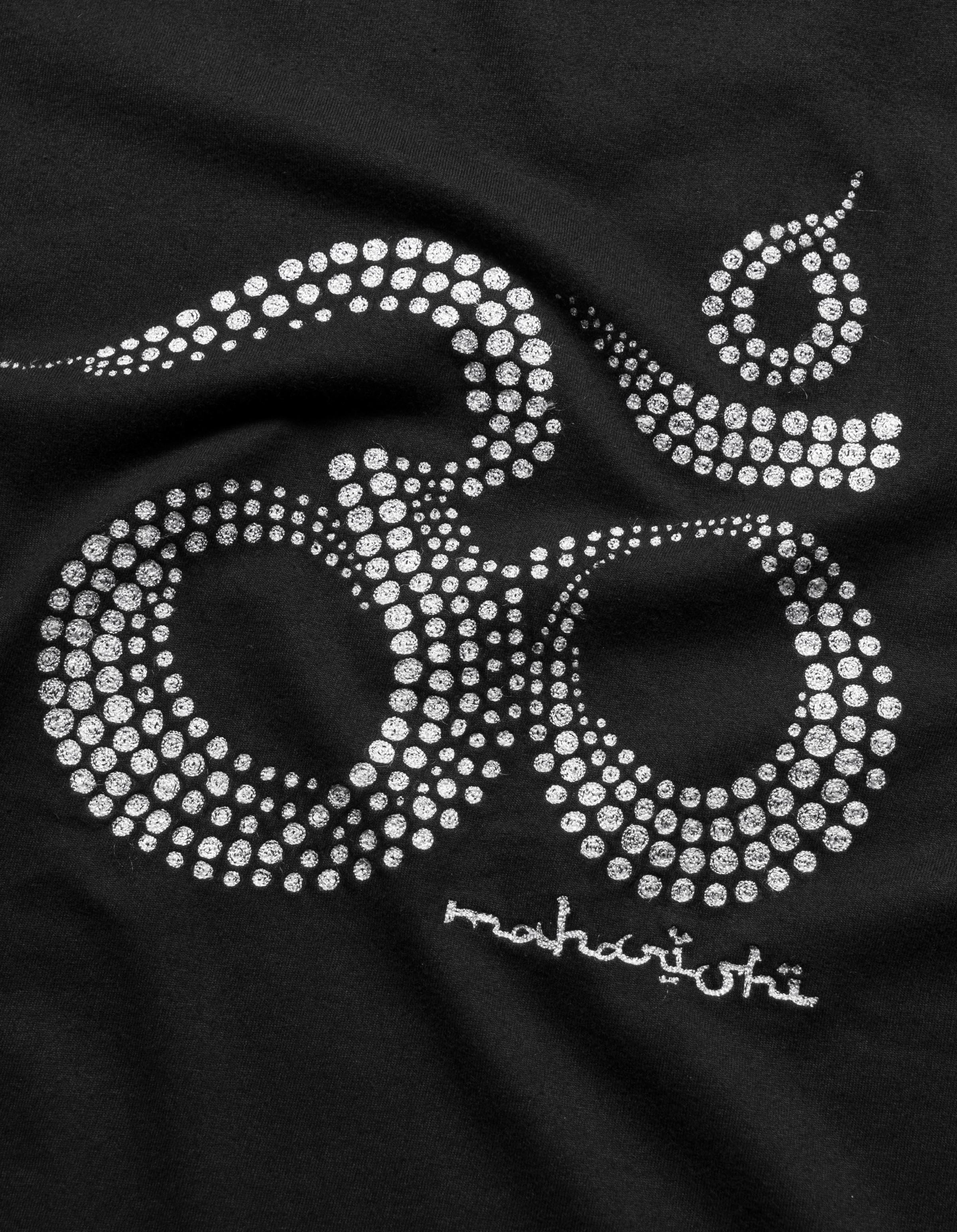 Rolled Hem Detailing BondedHemline 6129 Aum Embroidered S/S T-Shirt Black