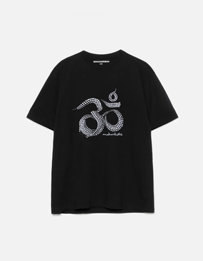 Curved Hem 6129 Aum Embroidered S/S T-Shirt Black