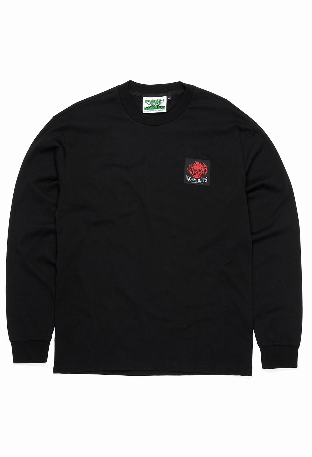casual top Rayon Vert Men's Wormholes Long Sleeved T-Shirt - Golgotha Black