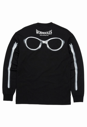 Effortless Layer Rayon Vert Men's Wormholes Long Sleeved T-Shirt - Golgotha Black