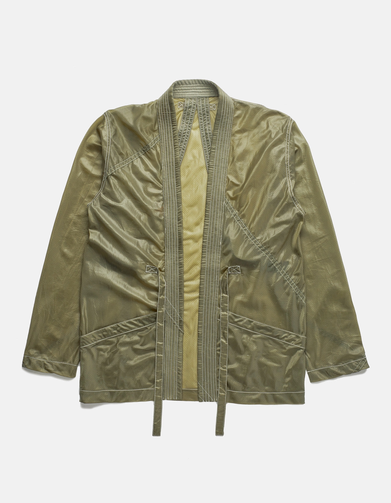 5091 Upcycled Parachute Kimono Olive Minimalist Design
