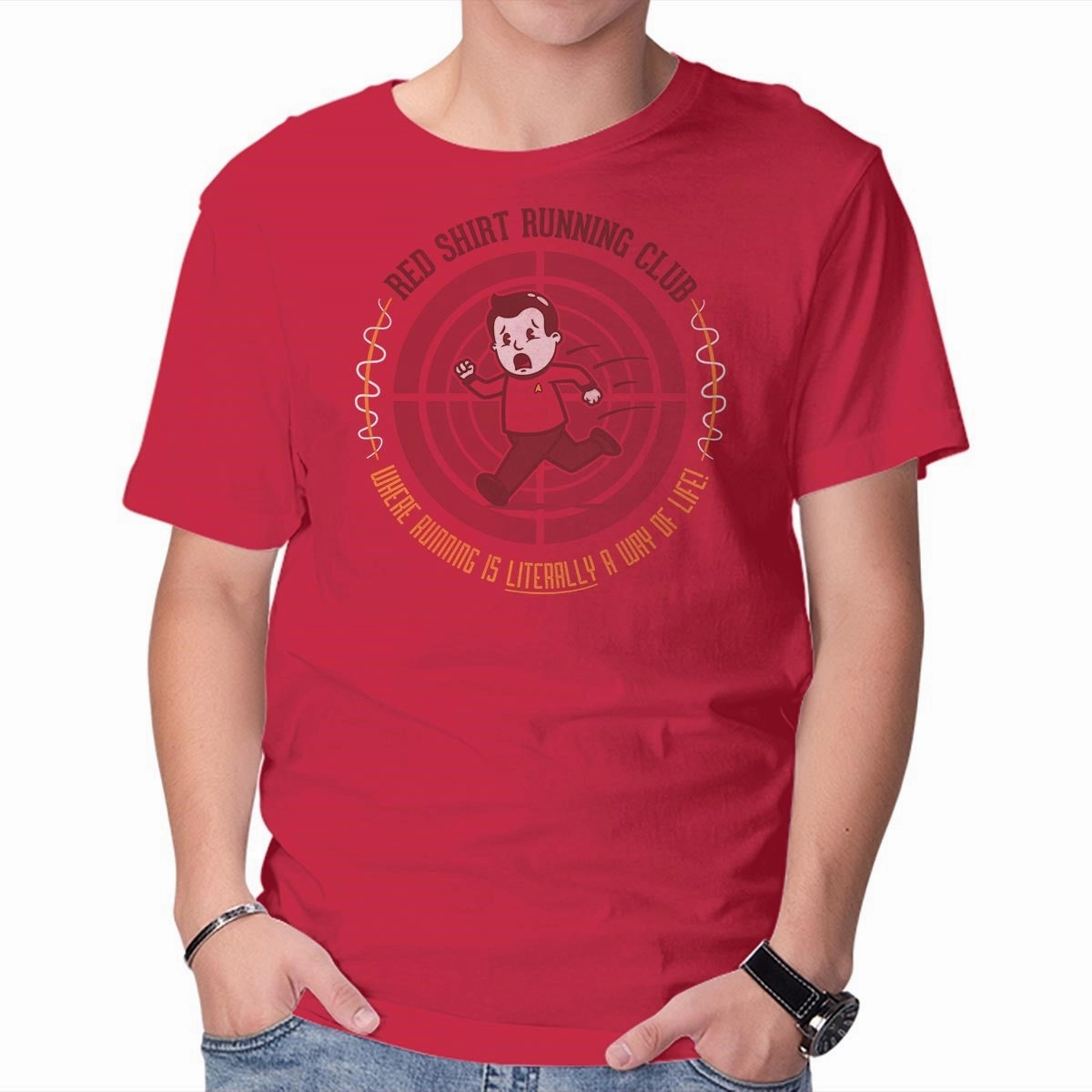 Red Shirt Running Club Cozy Waistband Streetwear Style