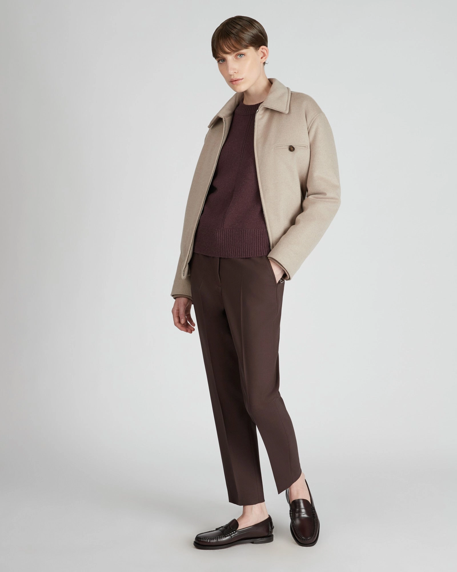 Regular fit trousers in two way stretch wool HighRiseWaistband