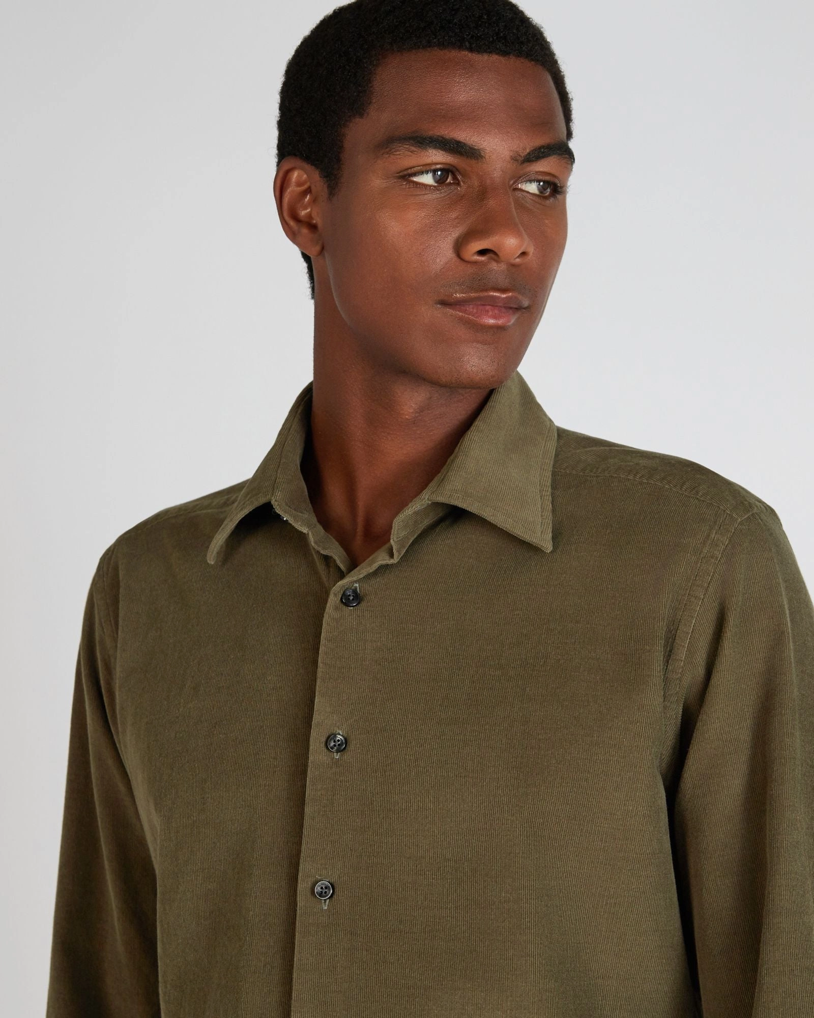 Regular fit corduroy shirt Asymmetrical Cut Gym Wear
