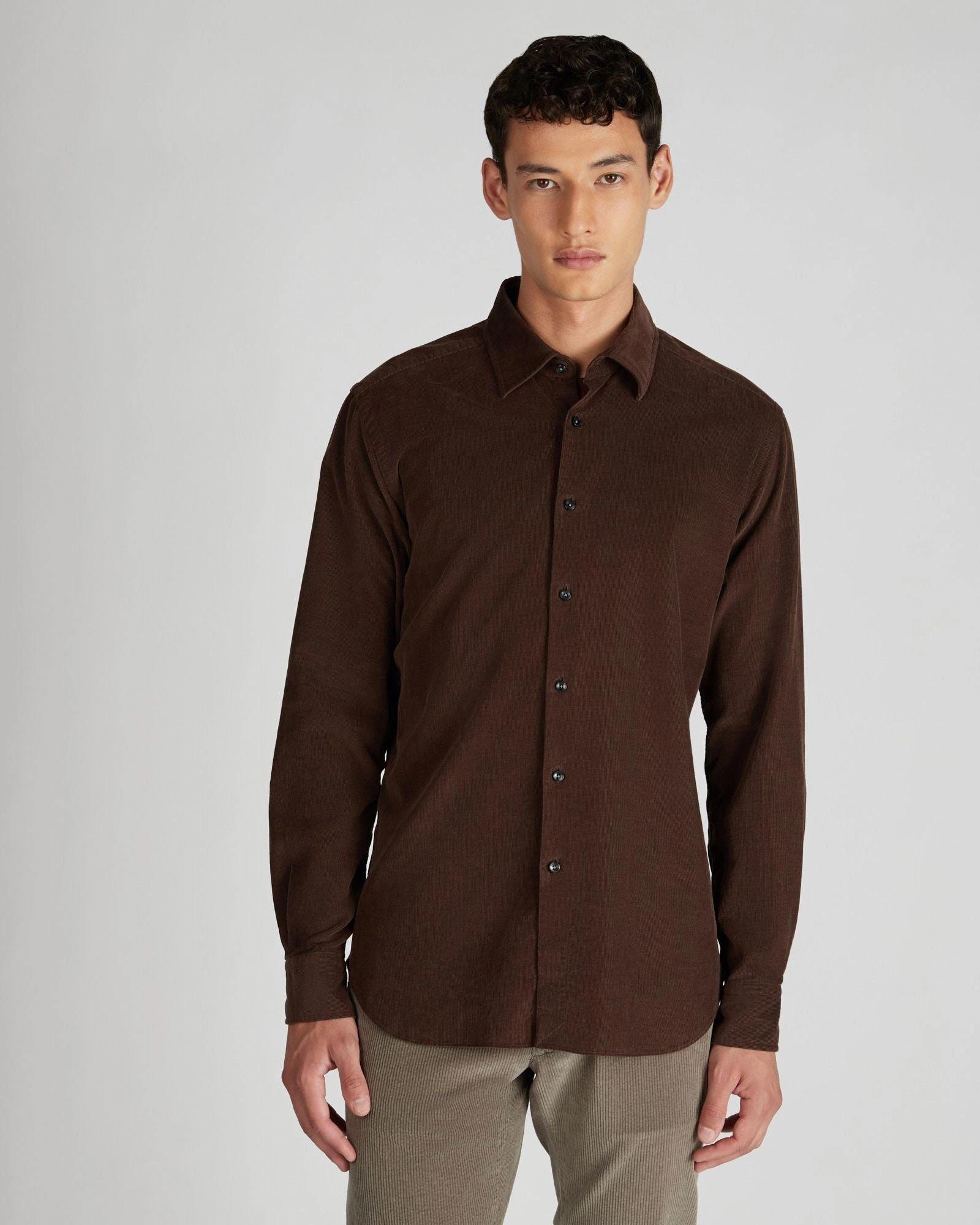Anti Static Fabric tailored look Regular fit corduroy shirt