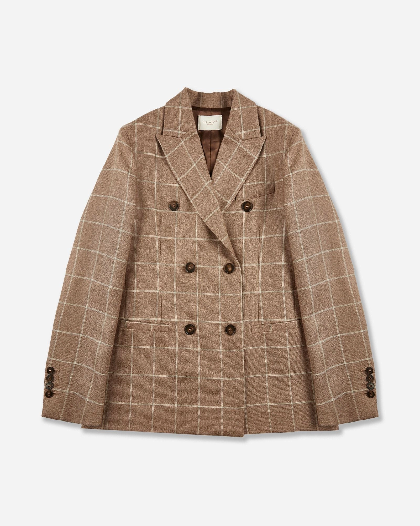 Regular fit double breasted flannel jacket Reinforced Elbow Patches