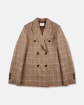Regular fit double breasted flannel jacket Reinforced Elbow Patches