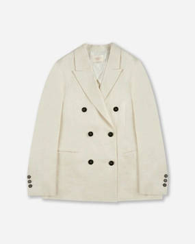 Lightweight Warmth Core Regular fit double-breasted linen jacket