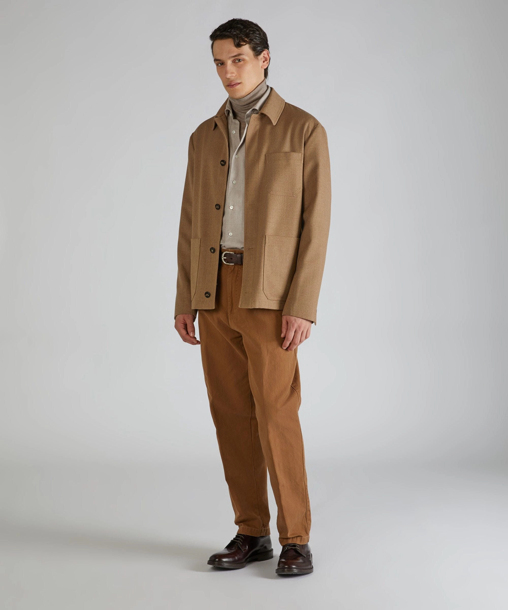 Regular-fit flannel shirt Neutral Toned Stitching