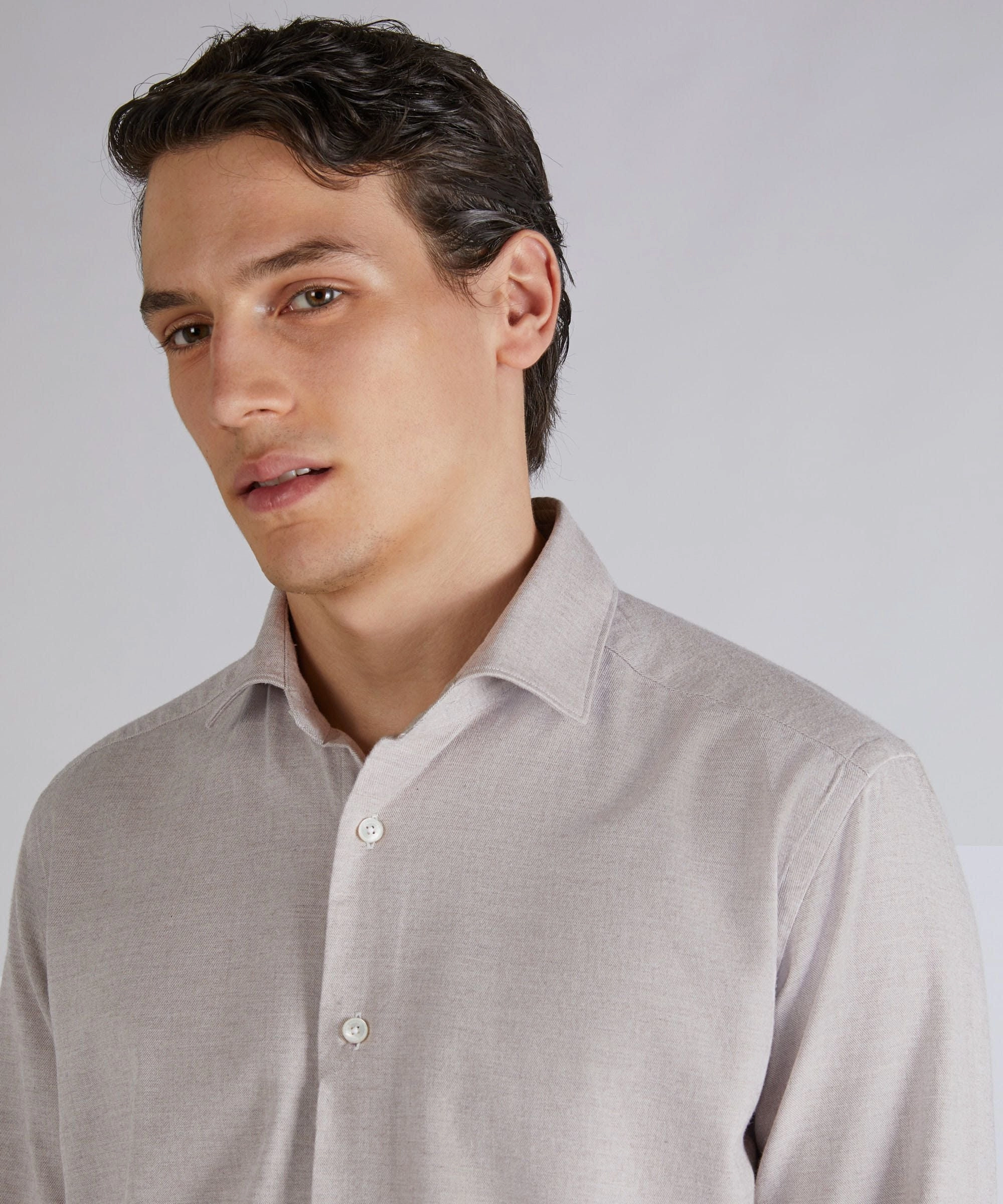 Regular-fit flannel shirt Micro Perforated Texture Functional Fashion