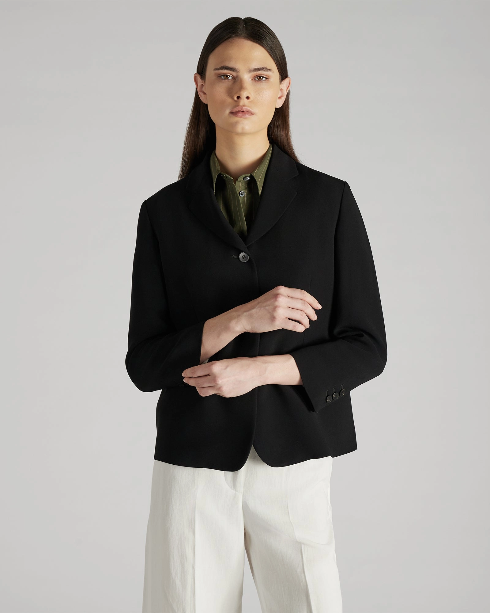 Regular fit short jacket in cady Noise Reduction Design Adjustable drawstring