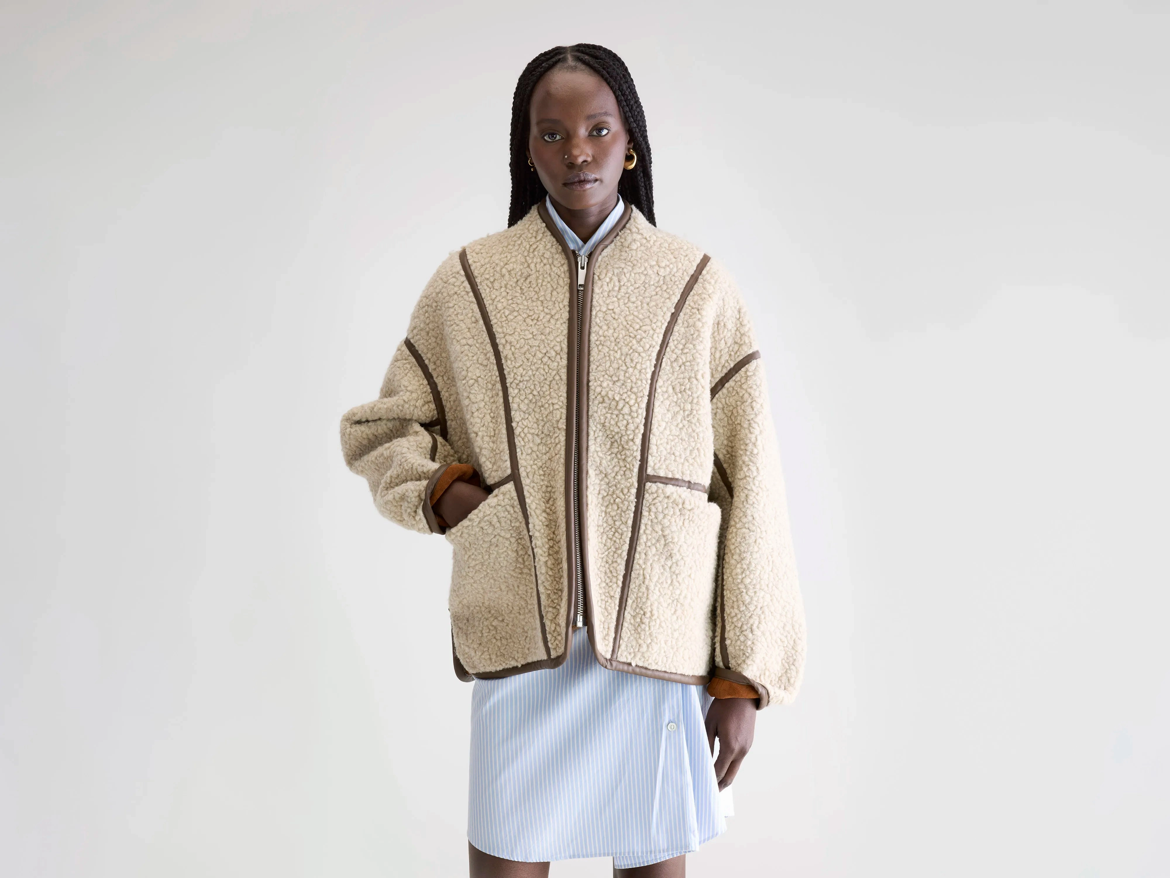 Matte Finish Jina sherpa jacket (252 / W / NATURAL)