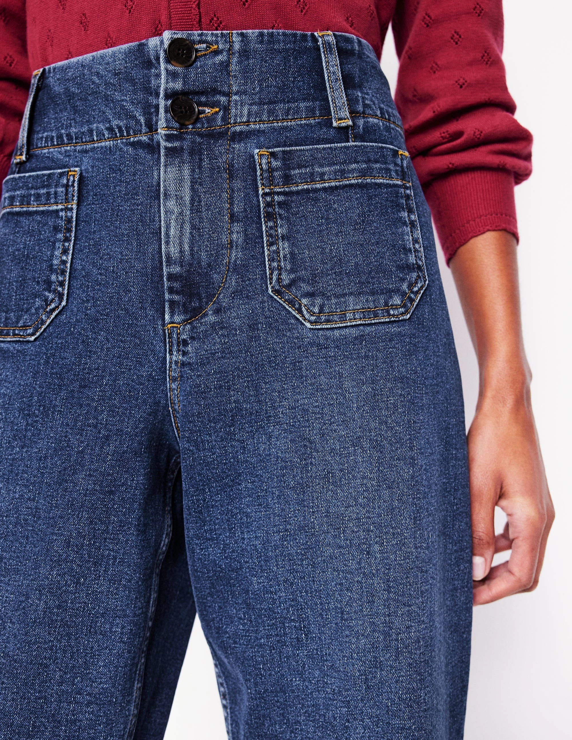 Easy Fit Primrose Patch Pocket Jeans-Mid Vintage