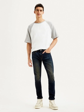 Men's Navy Blue Skinny Tapered Fit Mid Rise Jeans Practical Comfort