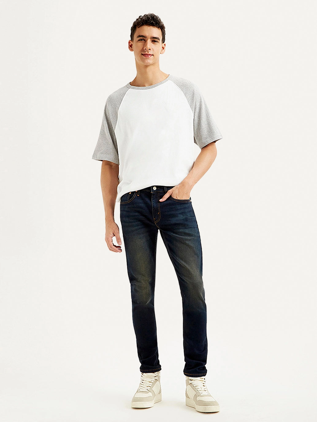 Men's Navy Blue Skinny Tapered Fit Mid Rise Jeans Fashion Focus