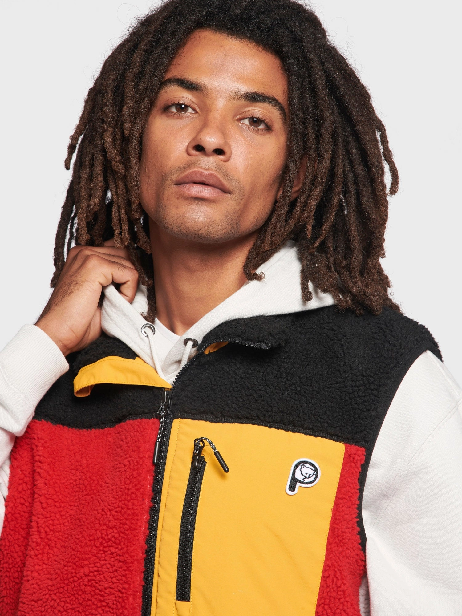P Bear Fleece Vest in Silver Birch QuickDry Fabric Glow In Dark Trims