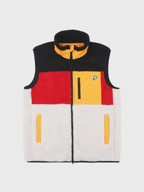 MeshLinedVents Plaid Design P Bear Fleece Vest in Silver Birch