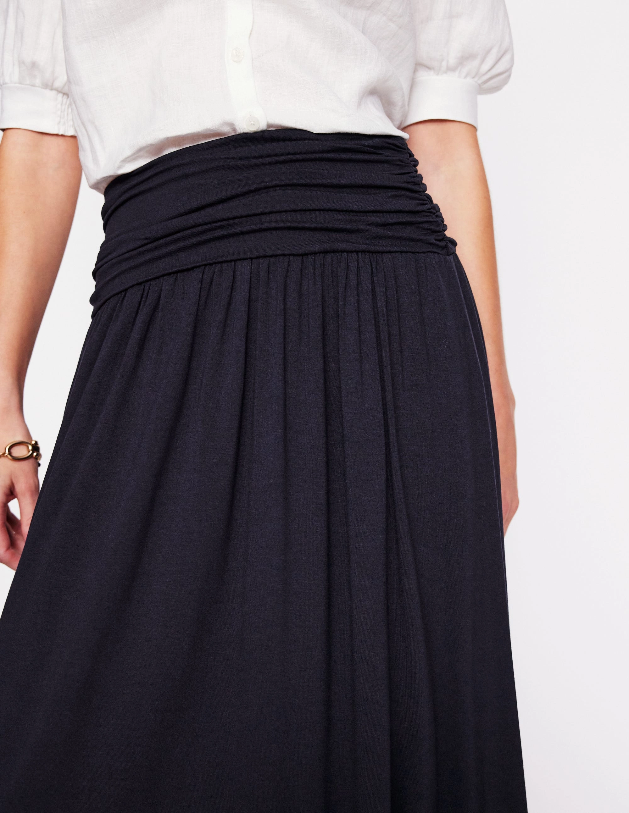 Pure Vibes Rosaline Jersey Skirt-Navy