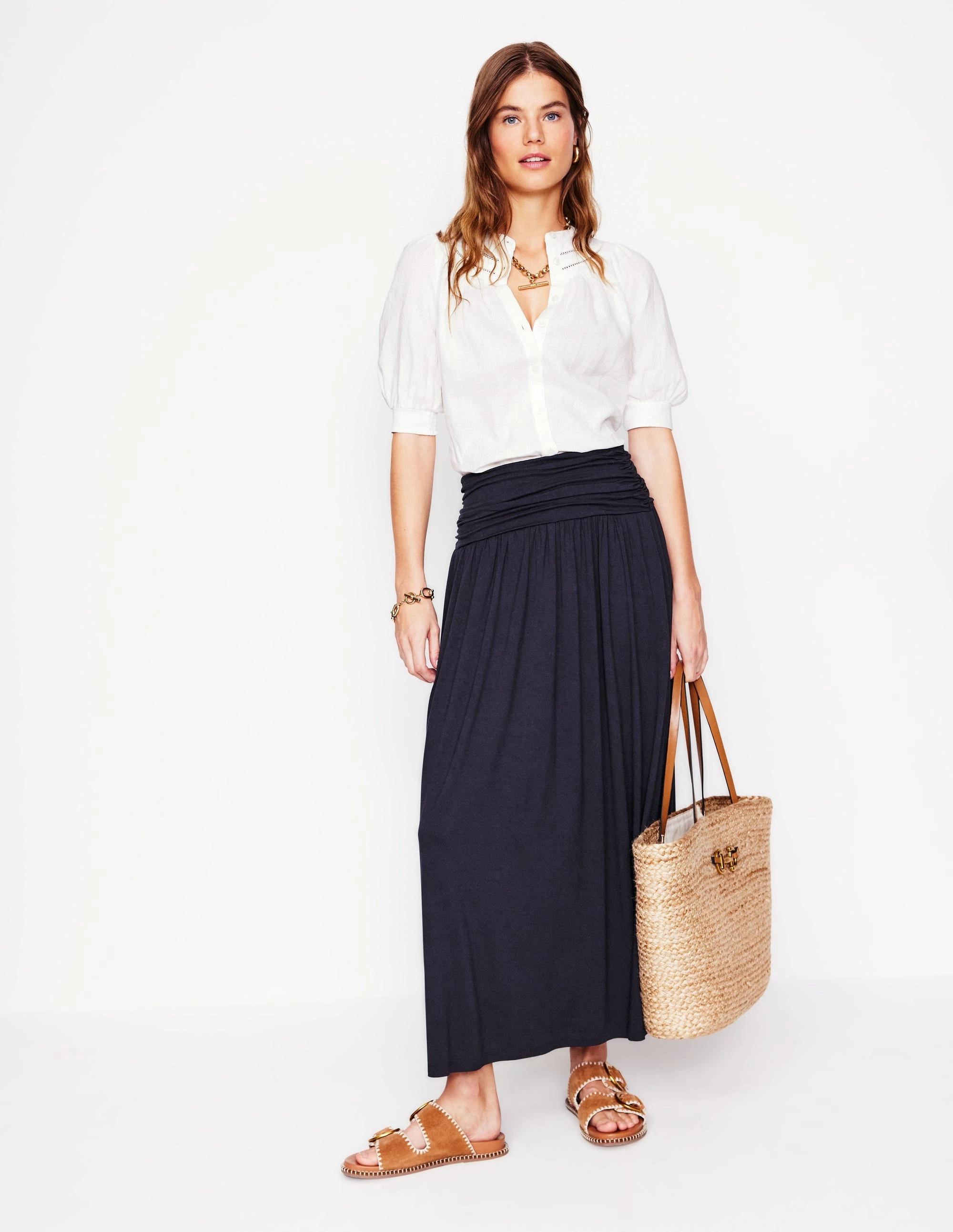 Rosaline Jersey Skirt-Navy Refined Mood Contemporary Brand