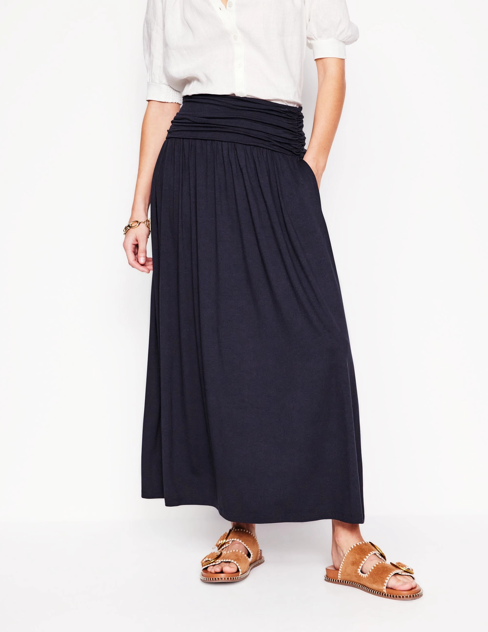 Rosaline Jersey Skirt-Navy A line Classic Comfort