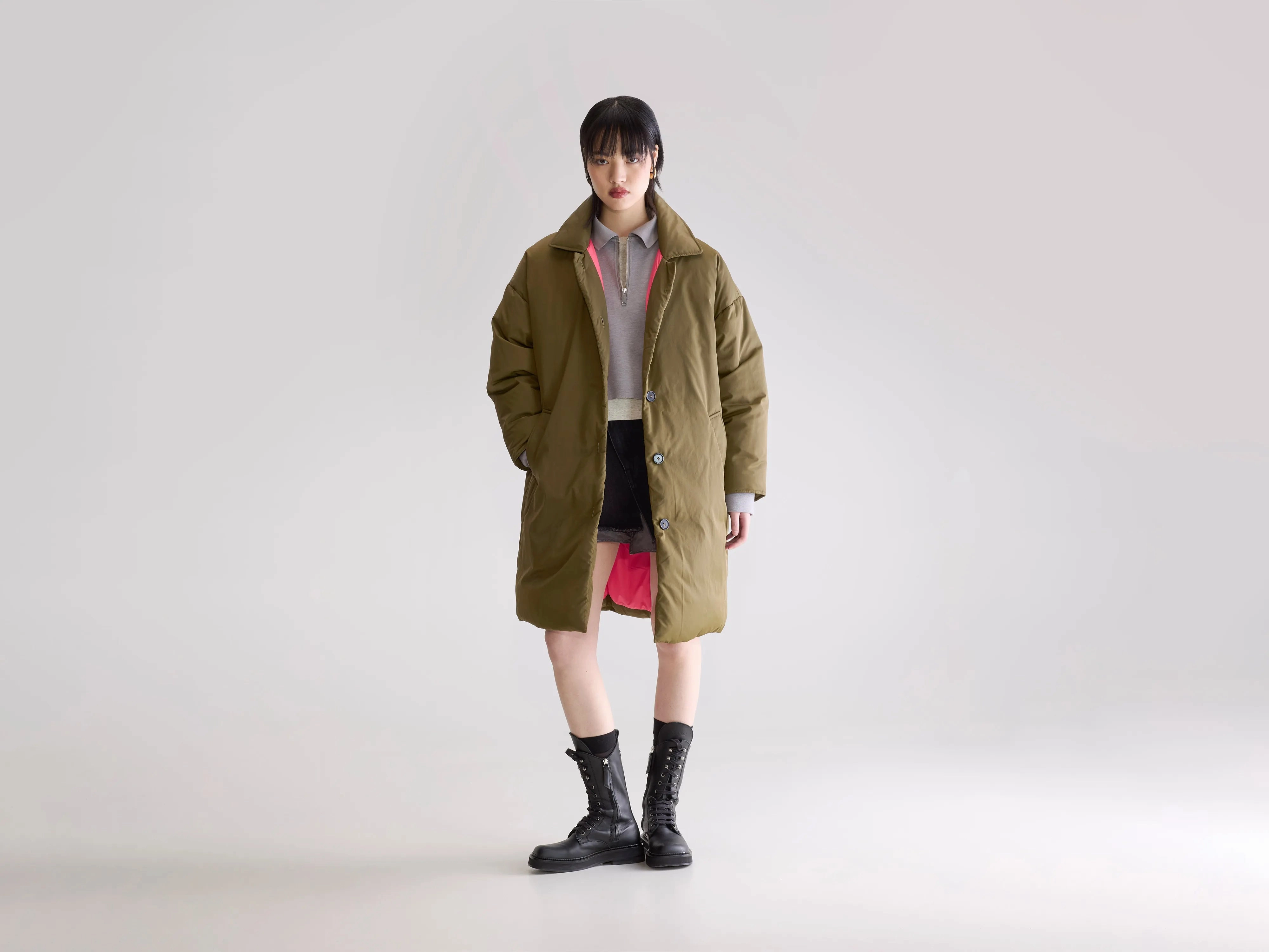 Roll up sleeves Hatha padded coat (252 / W / MILITARY)