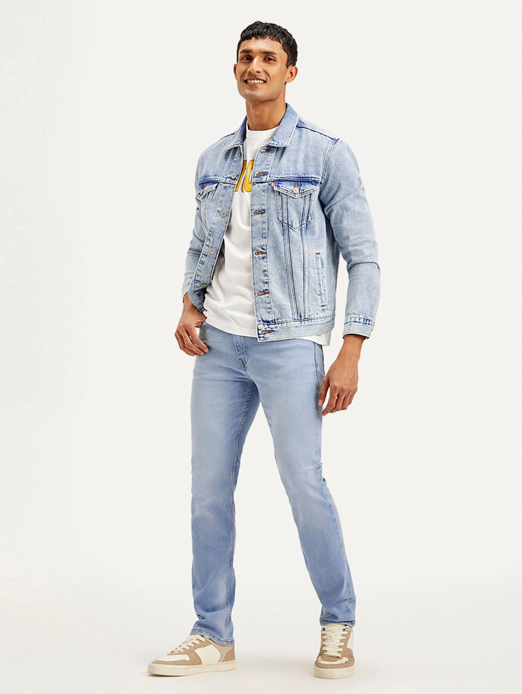 All Season Fit Spring Mood Party Look Classic Men's 513 Light Blue Slim Straight Fit Mid Rise Jeans