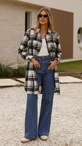 Saskia Jacket - Black/Cream Check Smart Casual