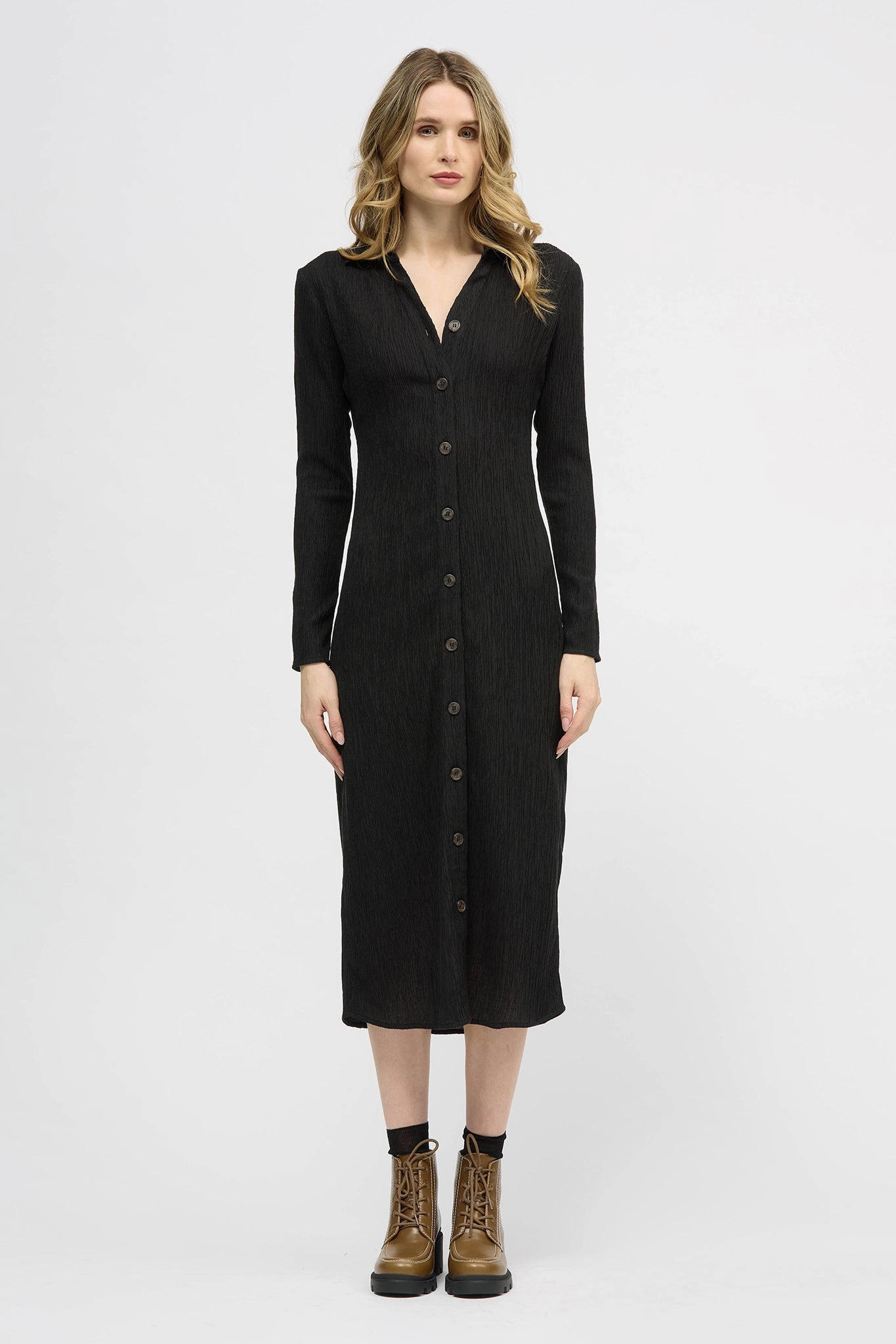 Comfortable Waistband Relaxed Layers Keel Dress Black