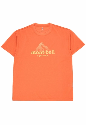 Montbell Men's Wickron Dot Logo T-Shirt - Orange Essential Wardrobe Comfy Active Fit