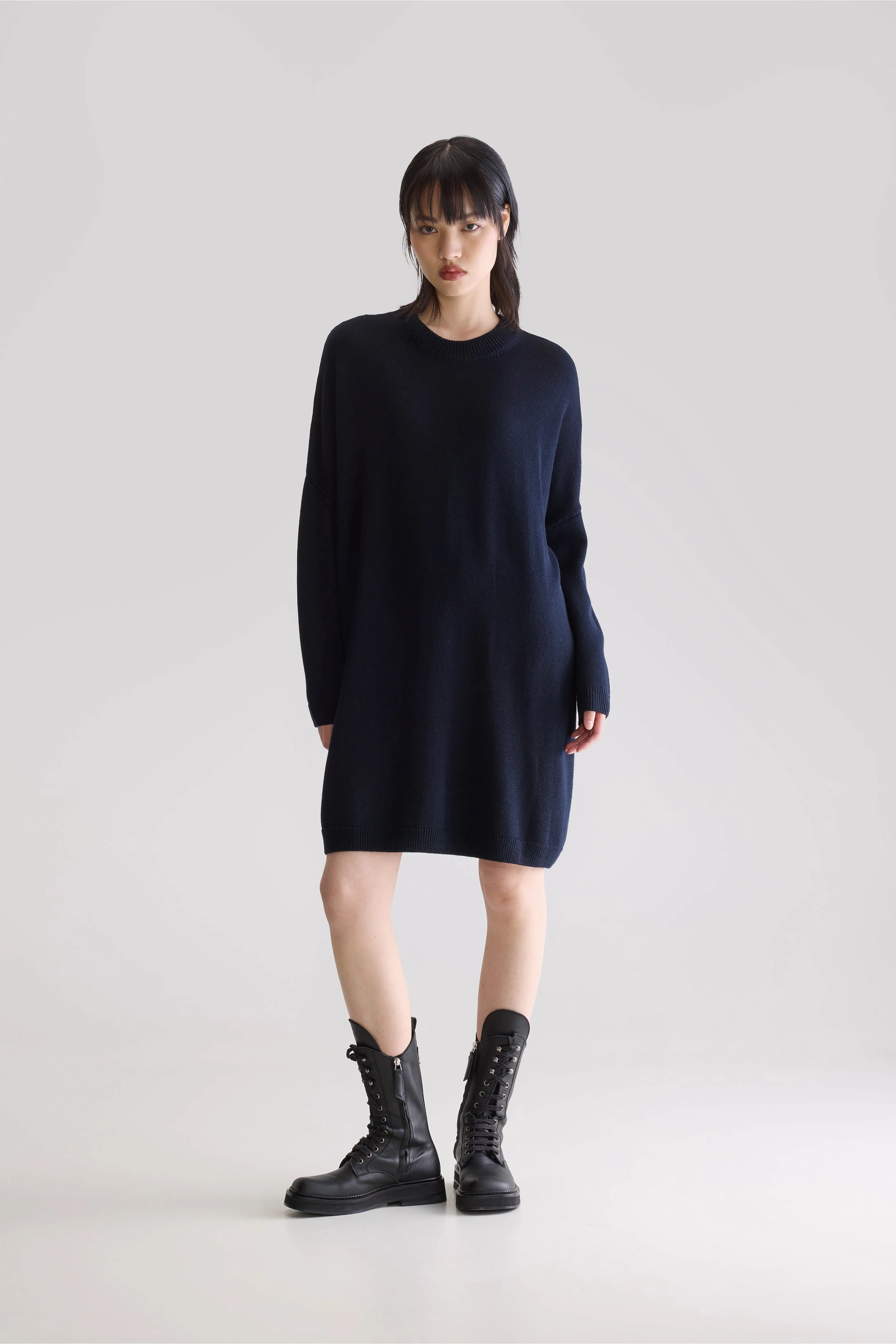 Senisa knit dress (252 / W / NAVY) Graceful Ease Best-Seller